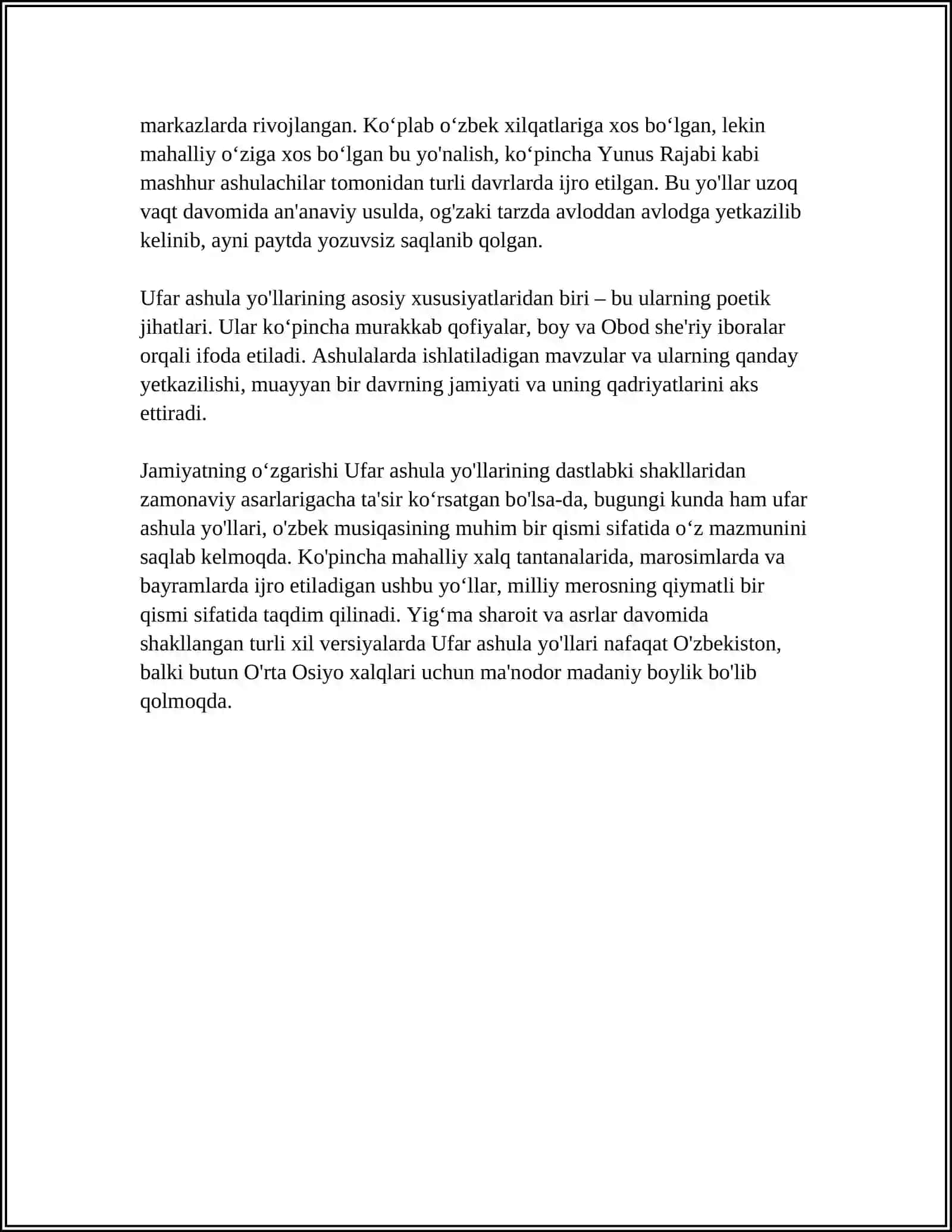 UFAR ASHULA YO'LLARI 4