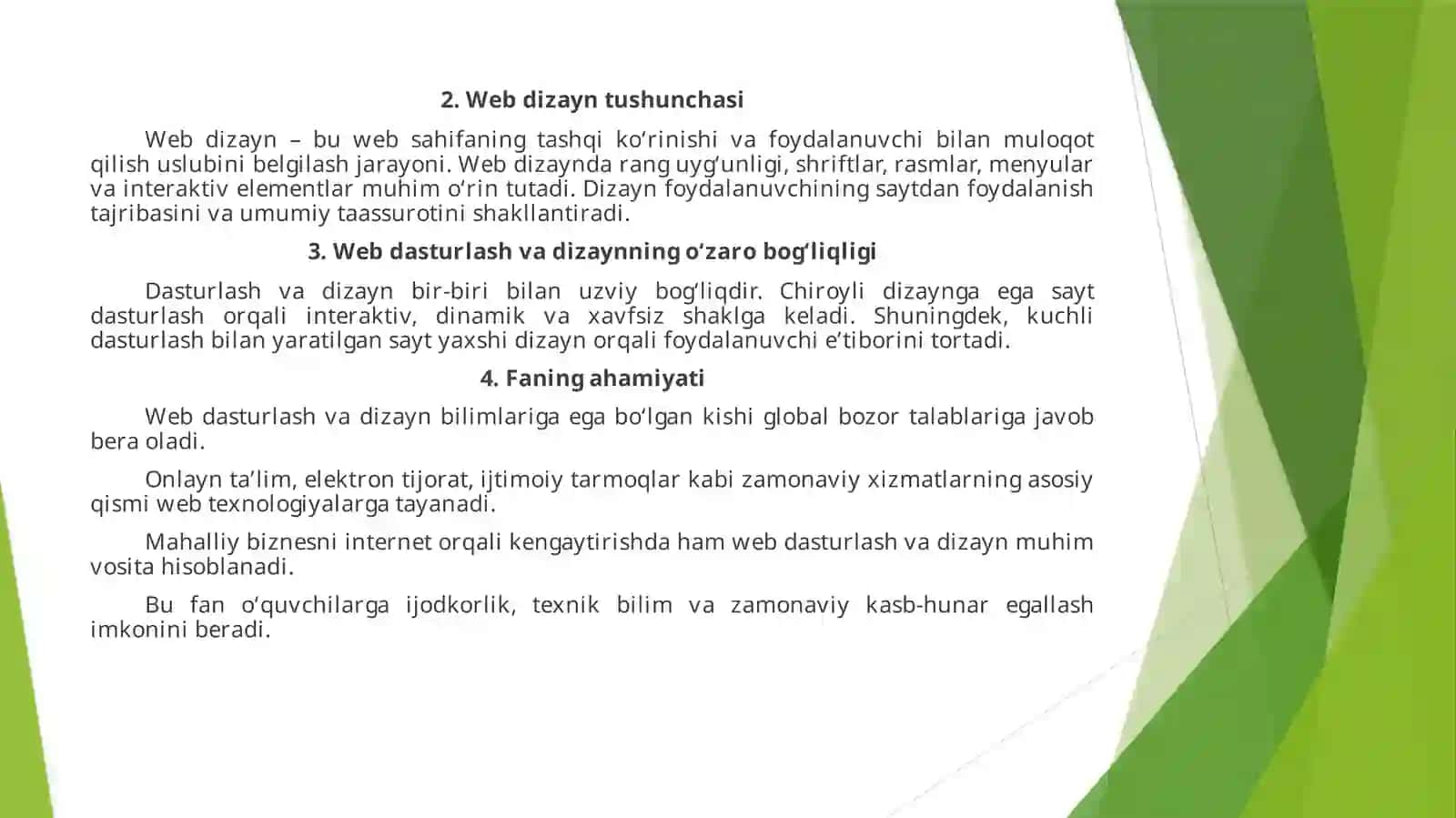 Webdasturlash va Dizayn faniga-kirish 4