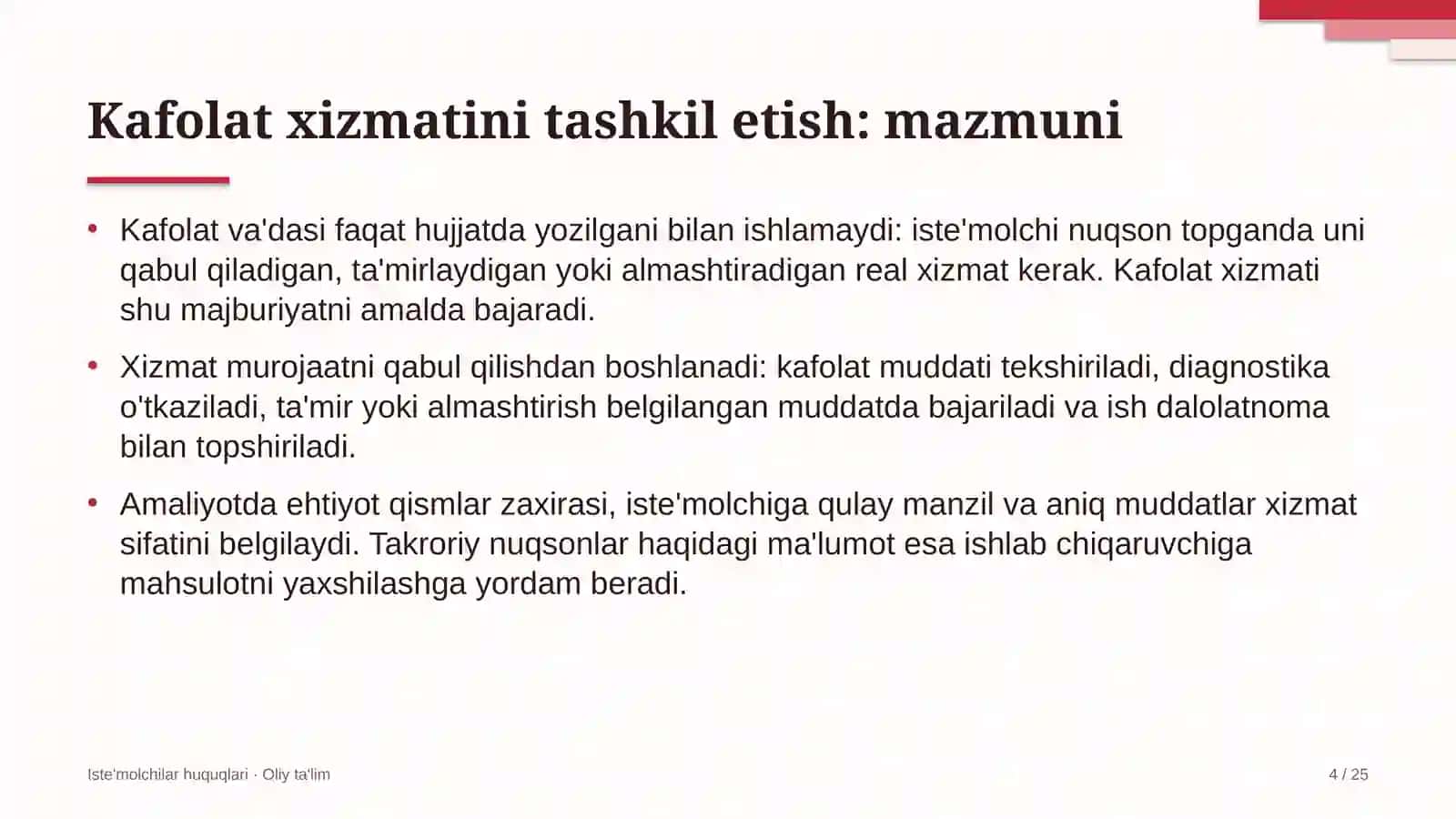 Dublyaj studiyalarida kafolat xizmatini tashkil etish 4