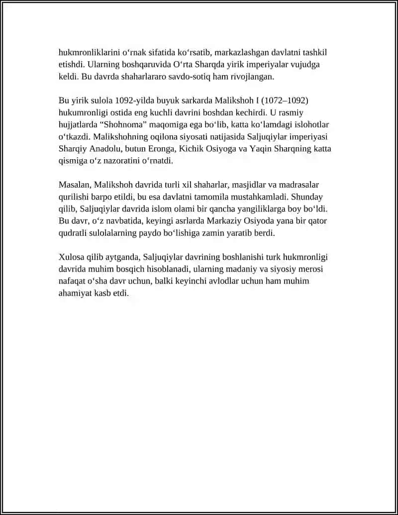 SALJUQIYLAR SAJARASINI TUZISH 4