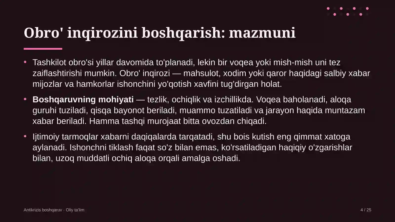 Gaz-kimyo majmualarida obro' inqirozini boshqarish 4