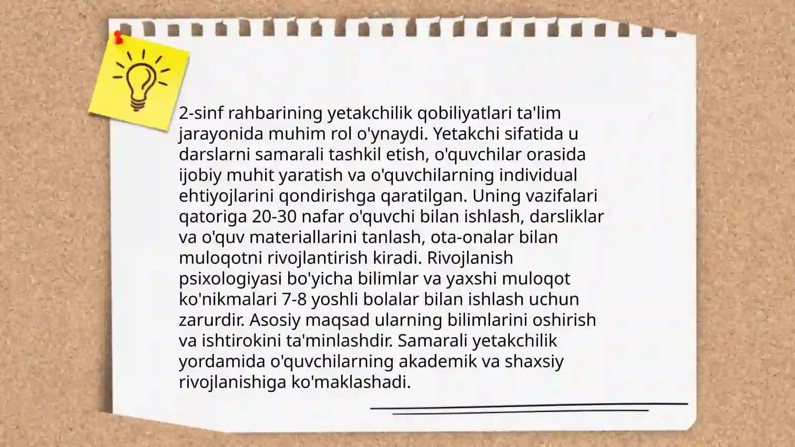 Sinf rahbari va unga qo'yilgan talablar 4