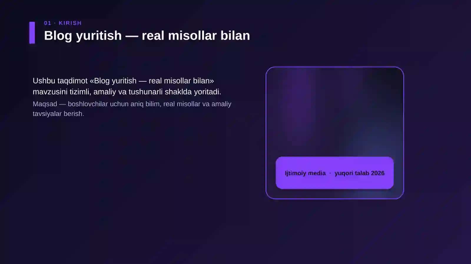 Blog yuritish — real misollar bilan 4