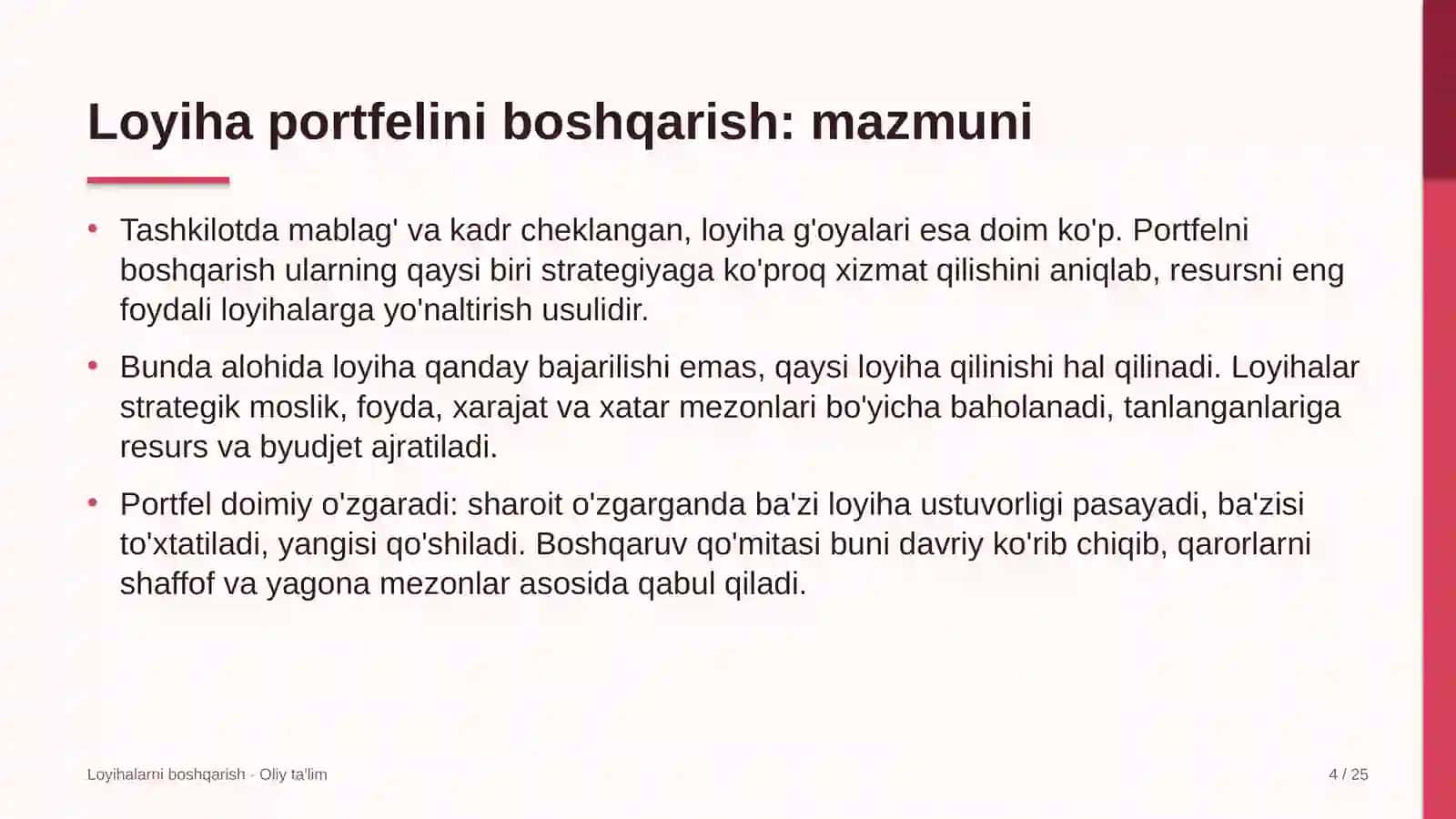 qo'ychilikda loyiha portfelini boshqarish 7526 4