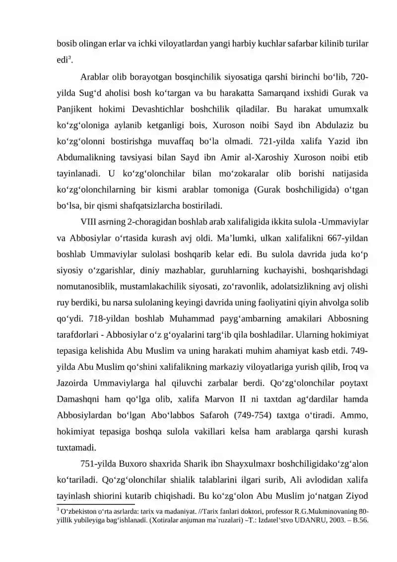 SUGʻD HUDUDLARINING ARAB XALIFALIGI ISTILOSI DAVRI TARIXSHUNOSLIGI 4