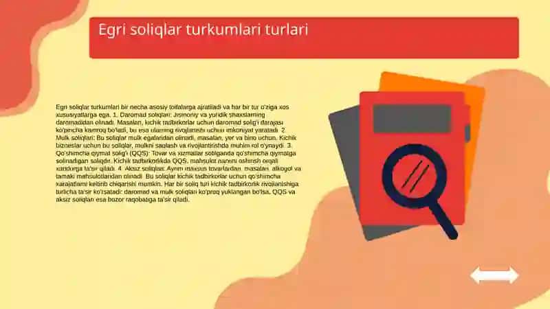 Egri soliq turkumlari va ularning kichik tadbirkorlik ro'yxati 4