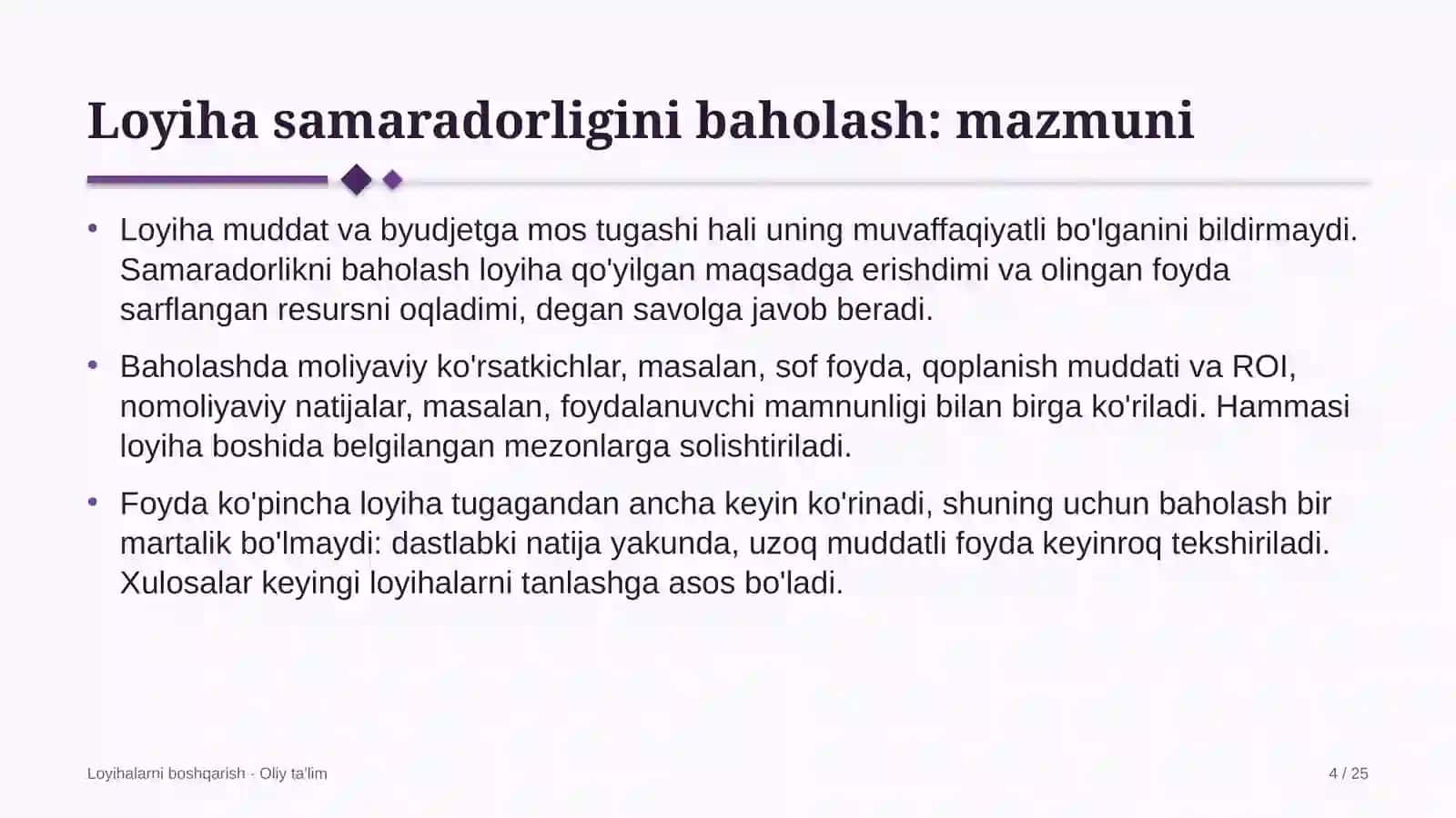Yilqichilikda loyiha samaradorligini baholash 4
