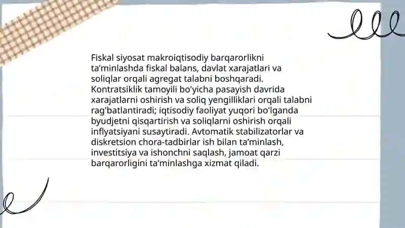 Molyaviy siyosat mamlakat molyaviy barqarorligining asosi sifatida 4