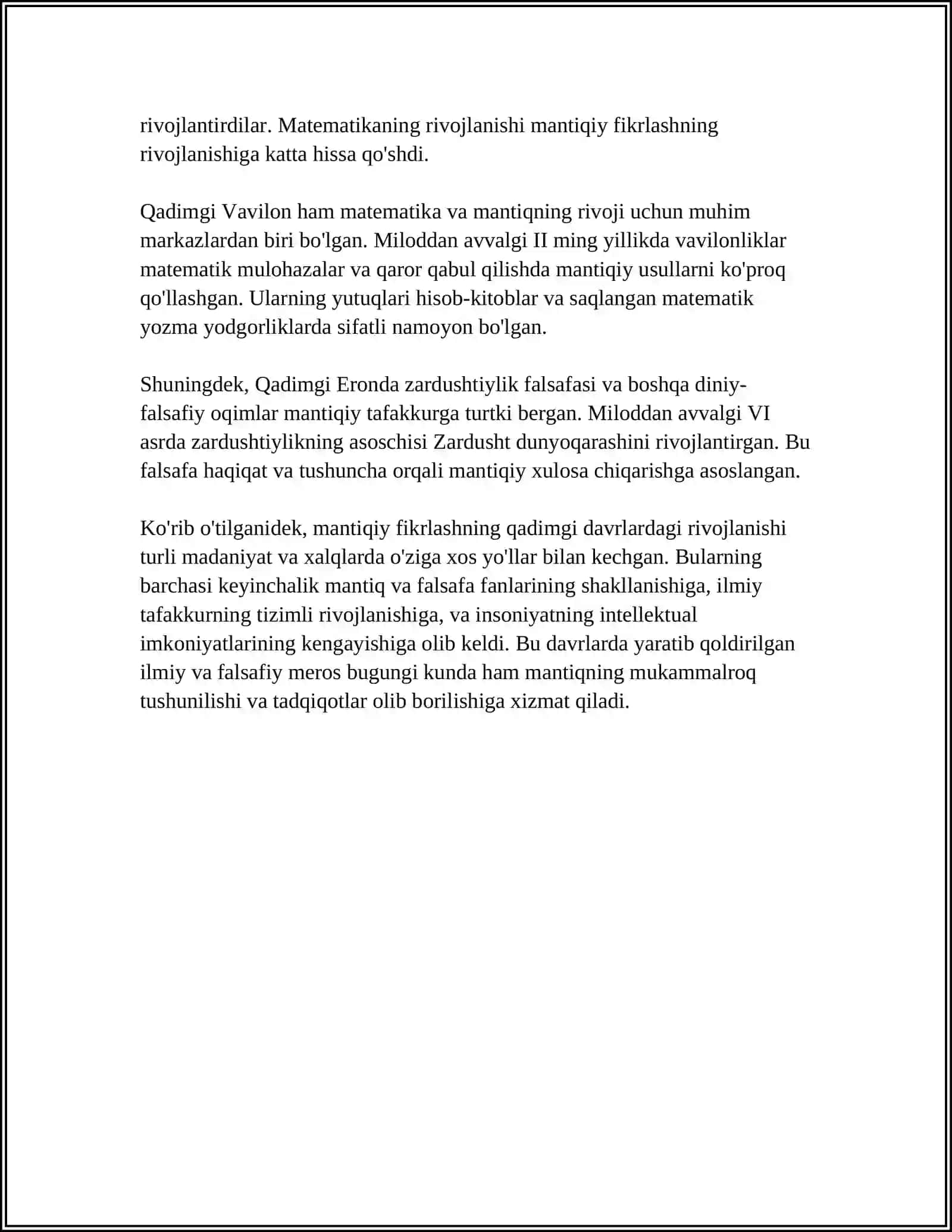 Mantiqiy Fikrlashning Tarixiy Rivojlanish Bosqichlari 4
