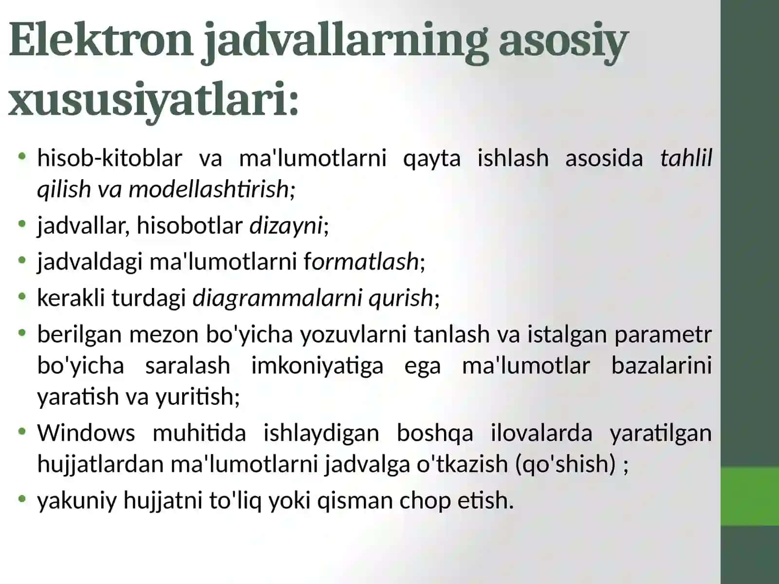 Excel dasturi rejasi 4