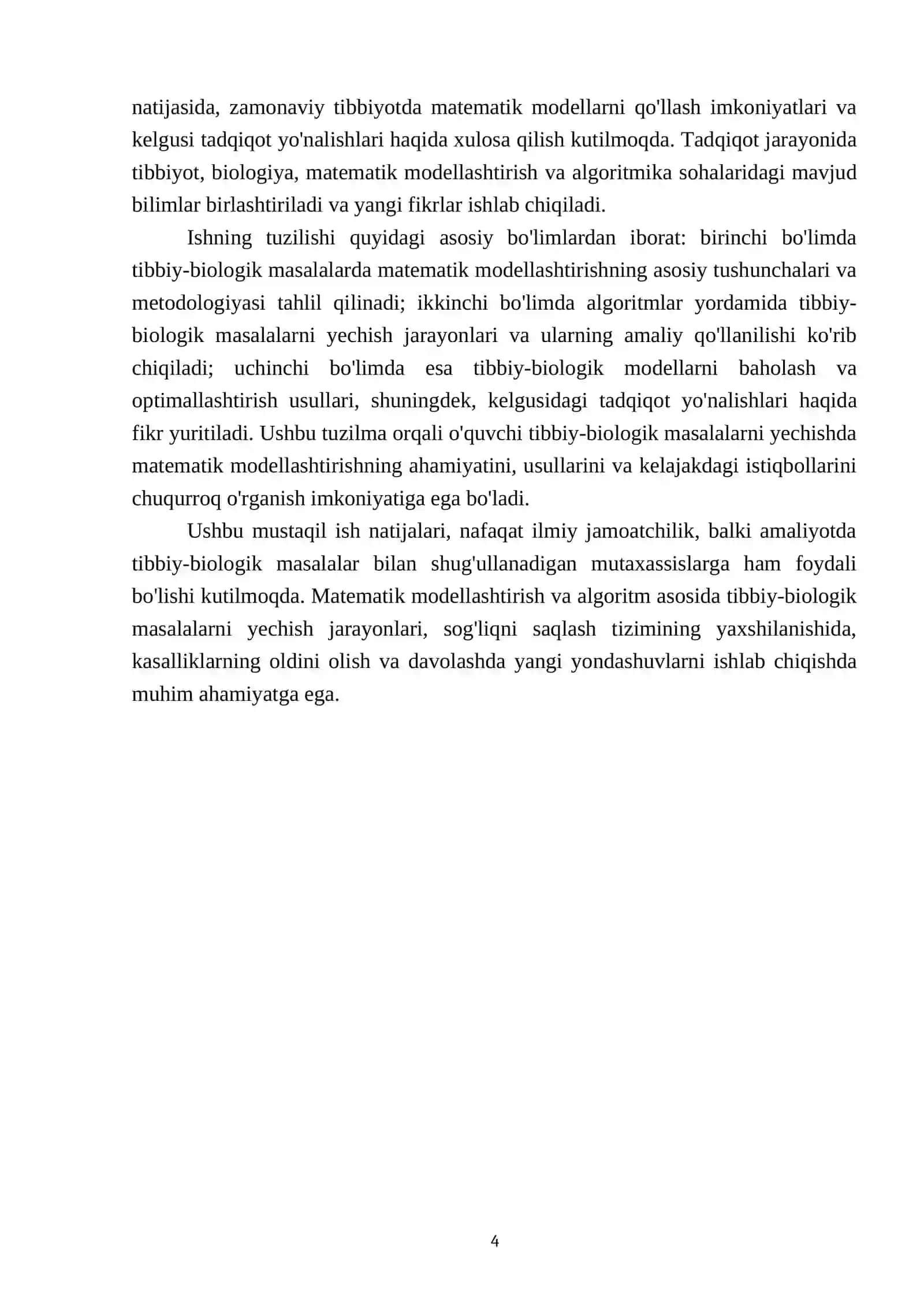 Tibbiy-biologik masalalarni yechish algorimlarini matematik modellashtirish 4