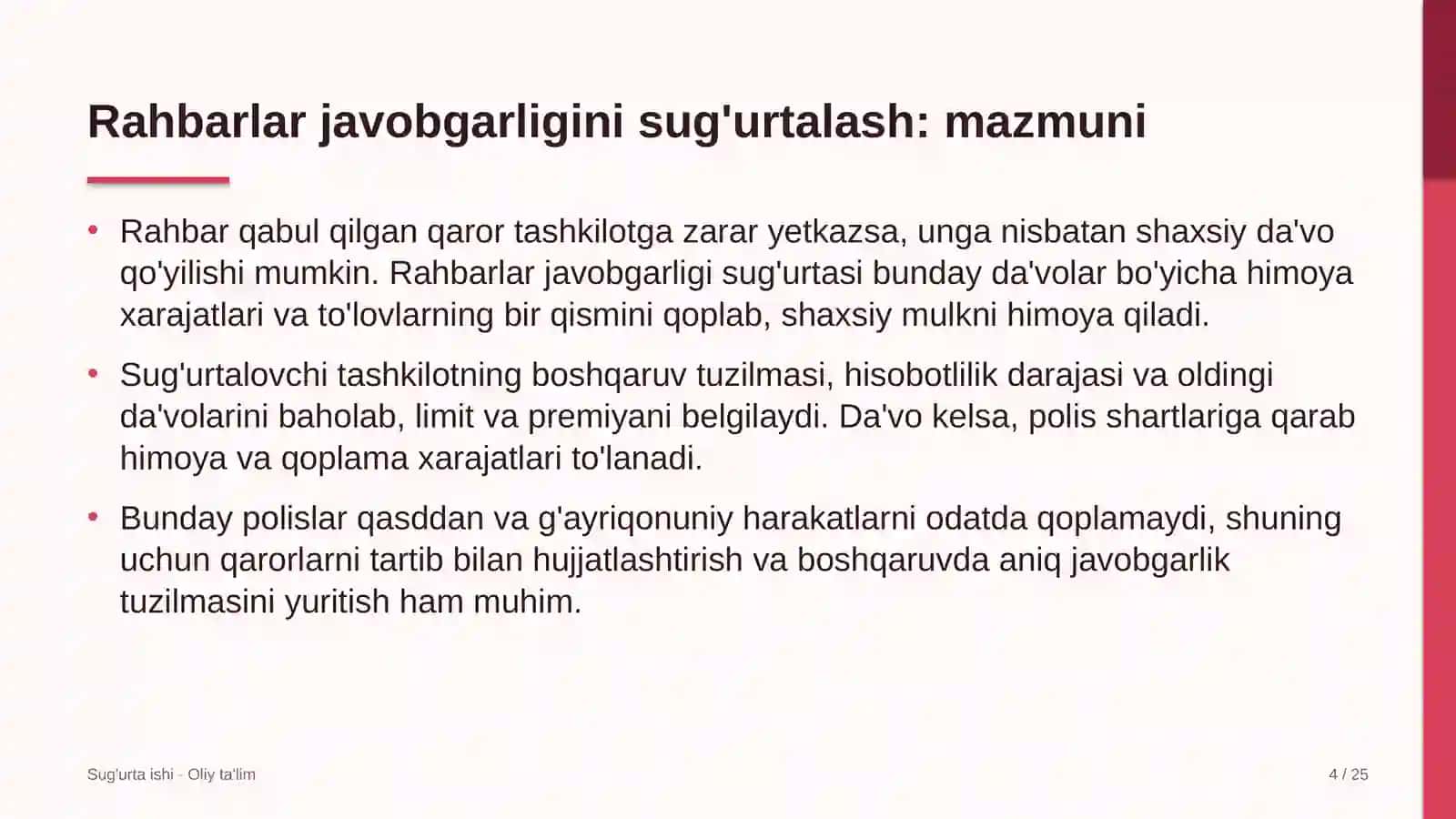 Rahbarlar javobgarligini sug'urtalash 4