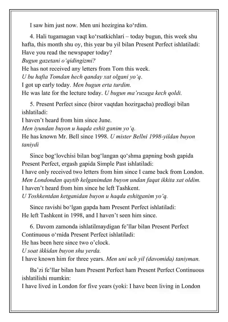 The Present Perfect Tense 4