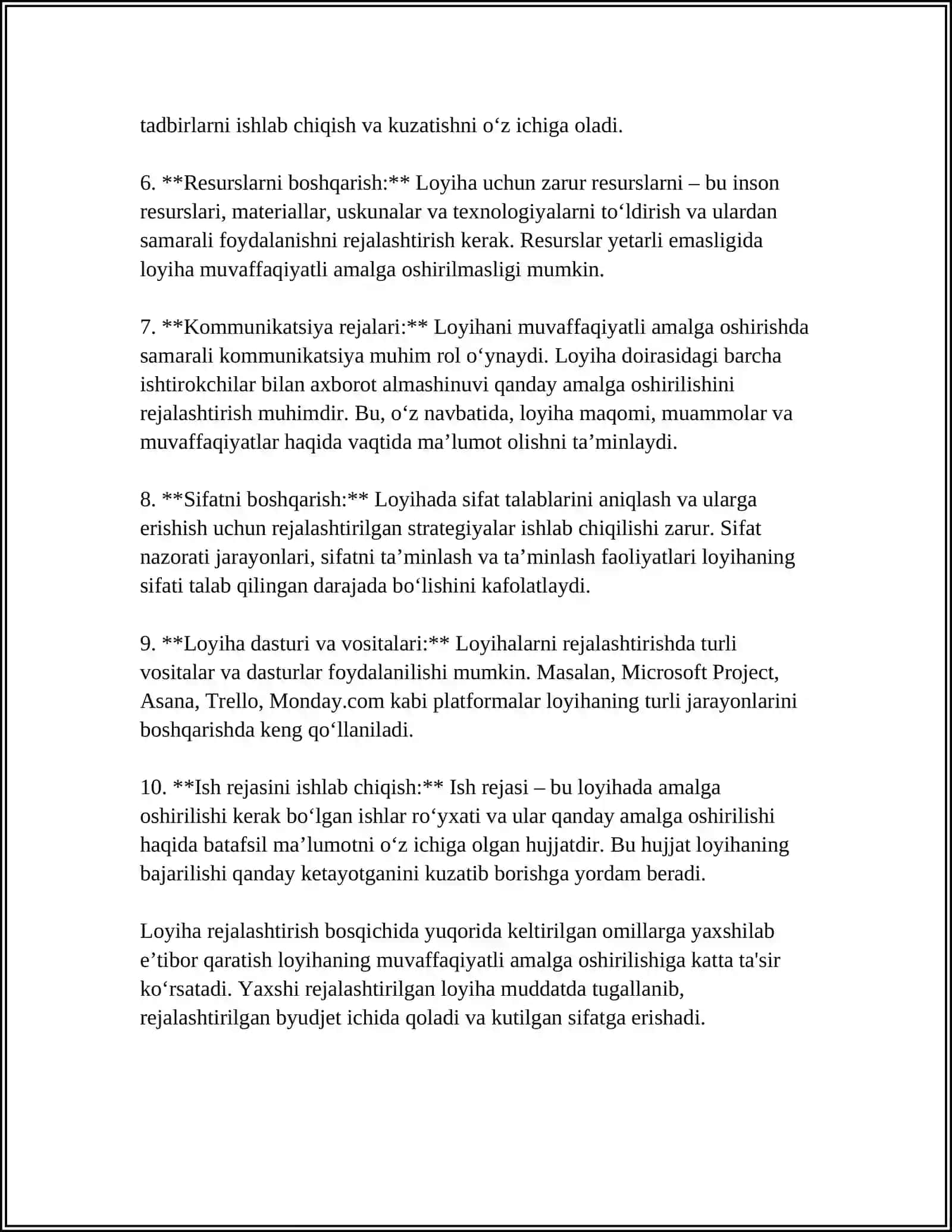 ZAMONAVIY LOYIHALARNI BOSHQARISH 4