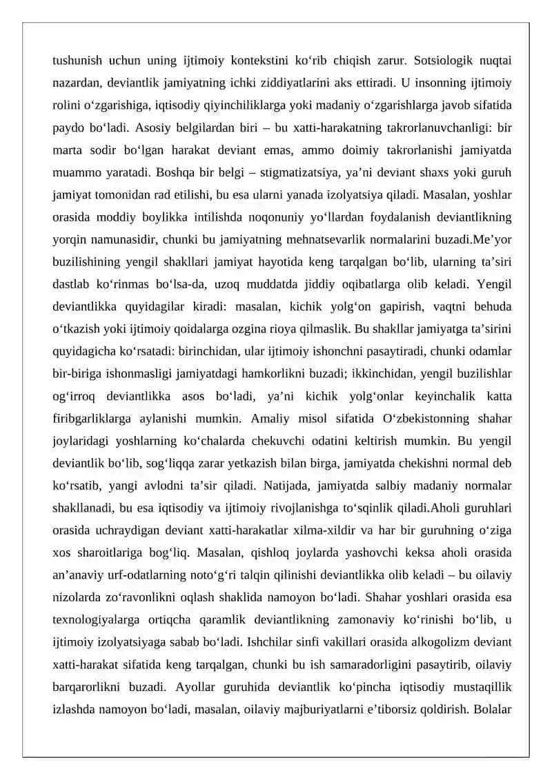 Deviant, delinkvent va kriminal xatti-harakatlar 4