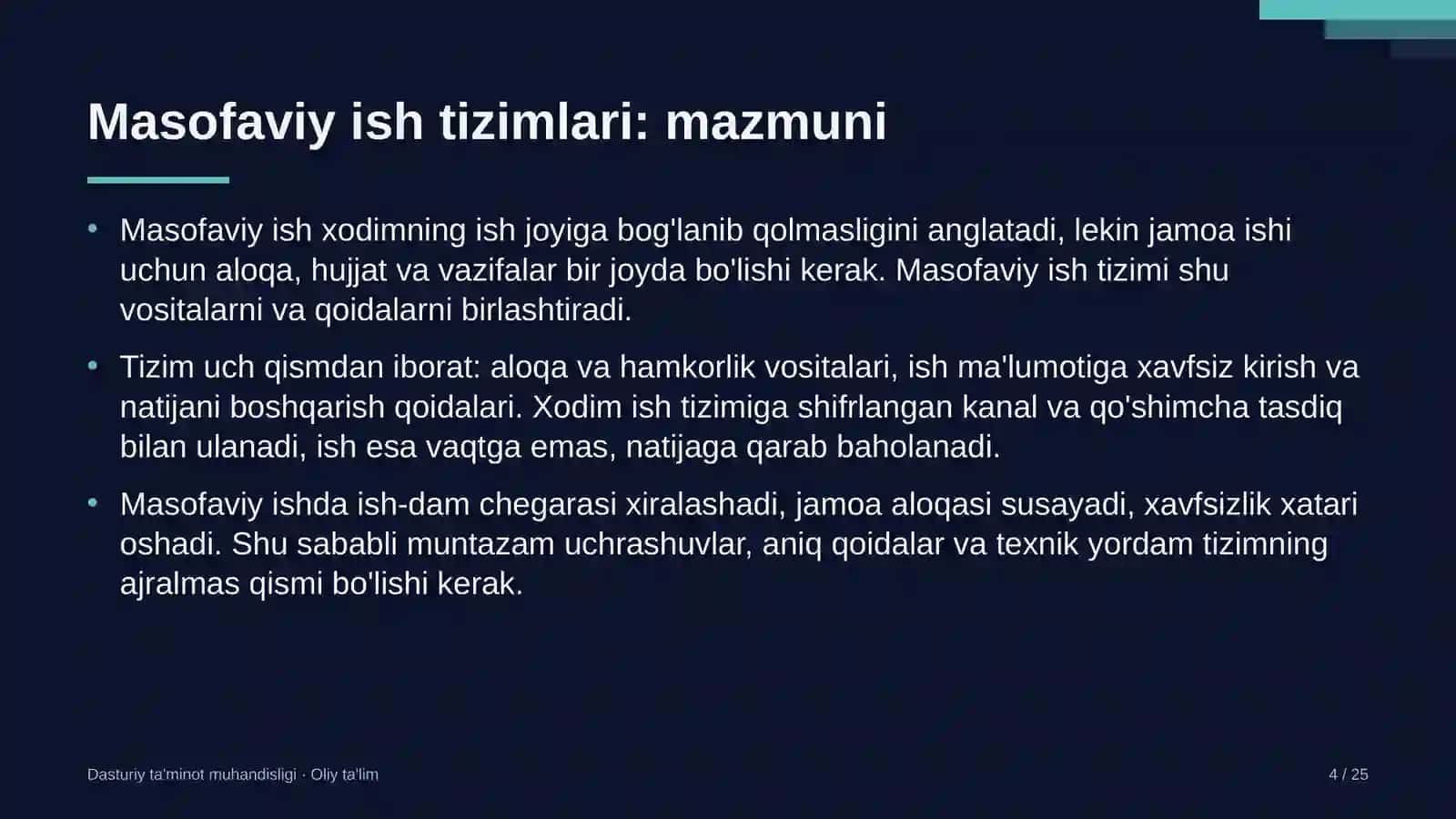 DASTURIY TA'MINOT MUHANDISLIGI · OLIY TA'LIM 4