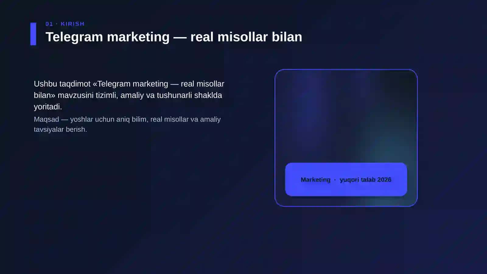 Telegram marketing — real misollar bilan 4