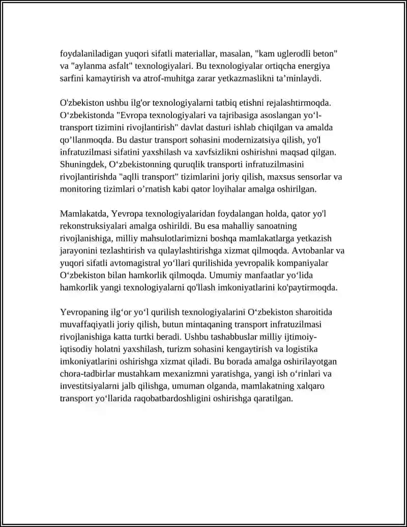 Yevropa Ilg'or Yo'l Qurilish Texnologiyalari 4