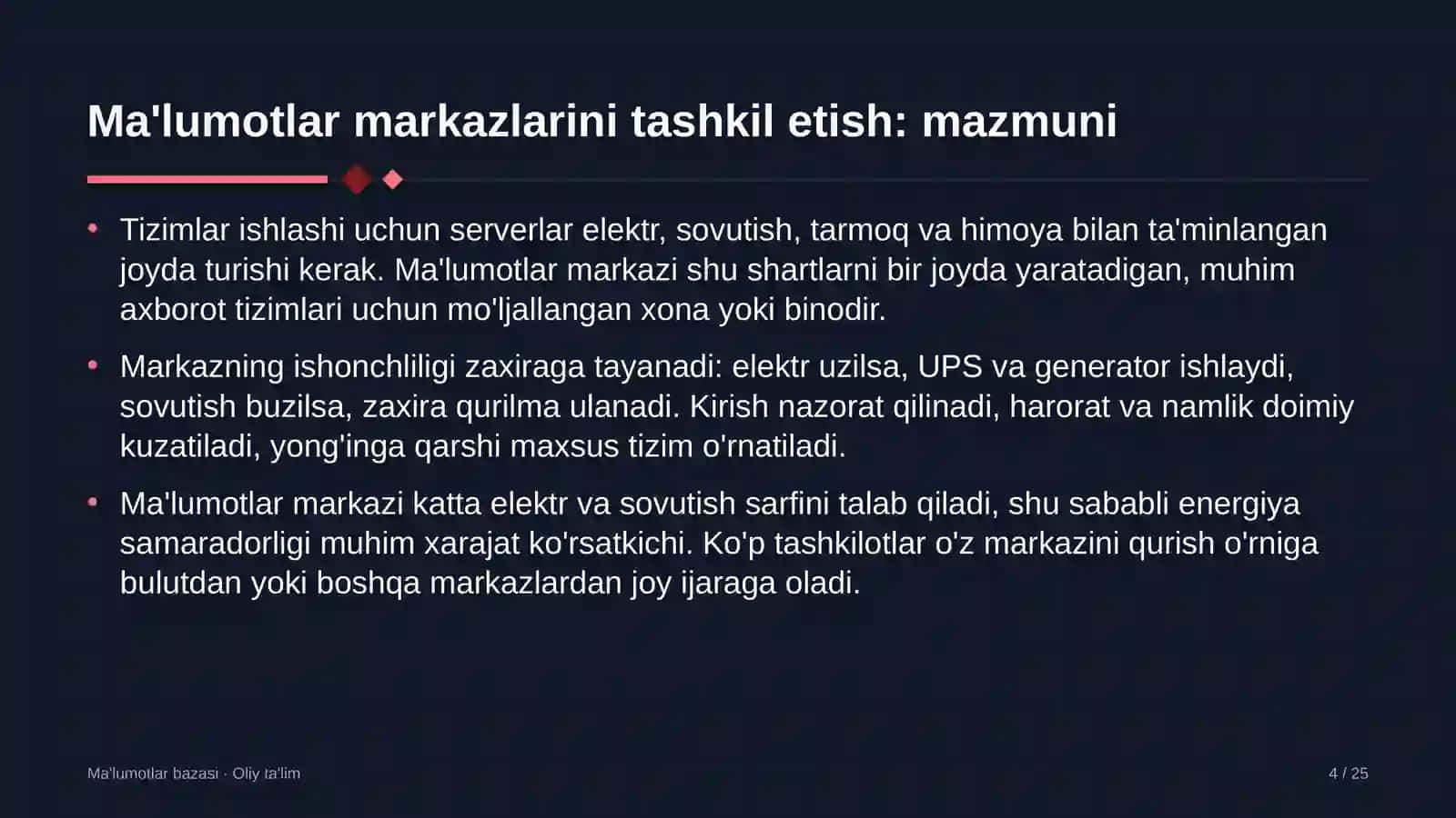 Ma'lumotlar markazlarini tashkil etish: mohiyati 4