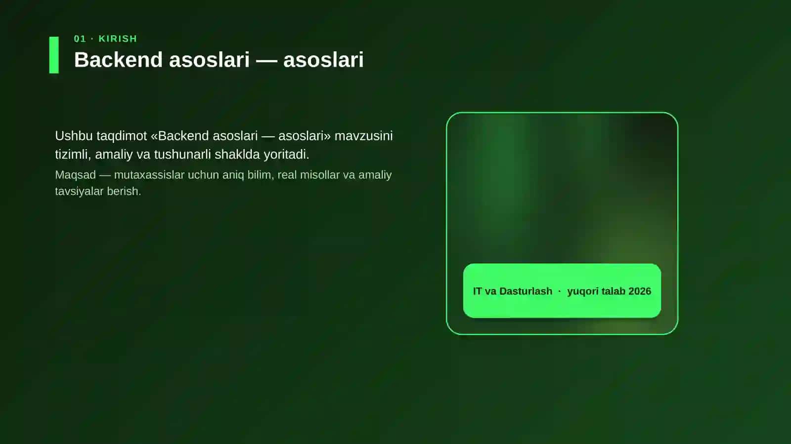 Backend asoslari — asoslari 4