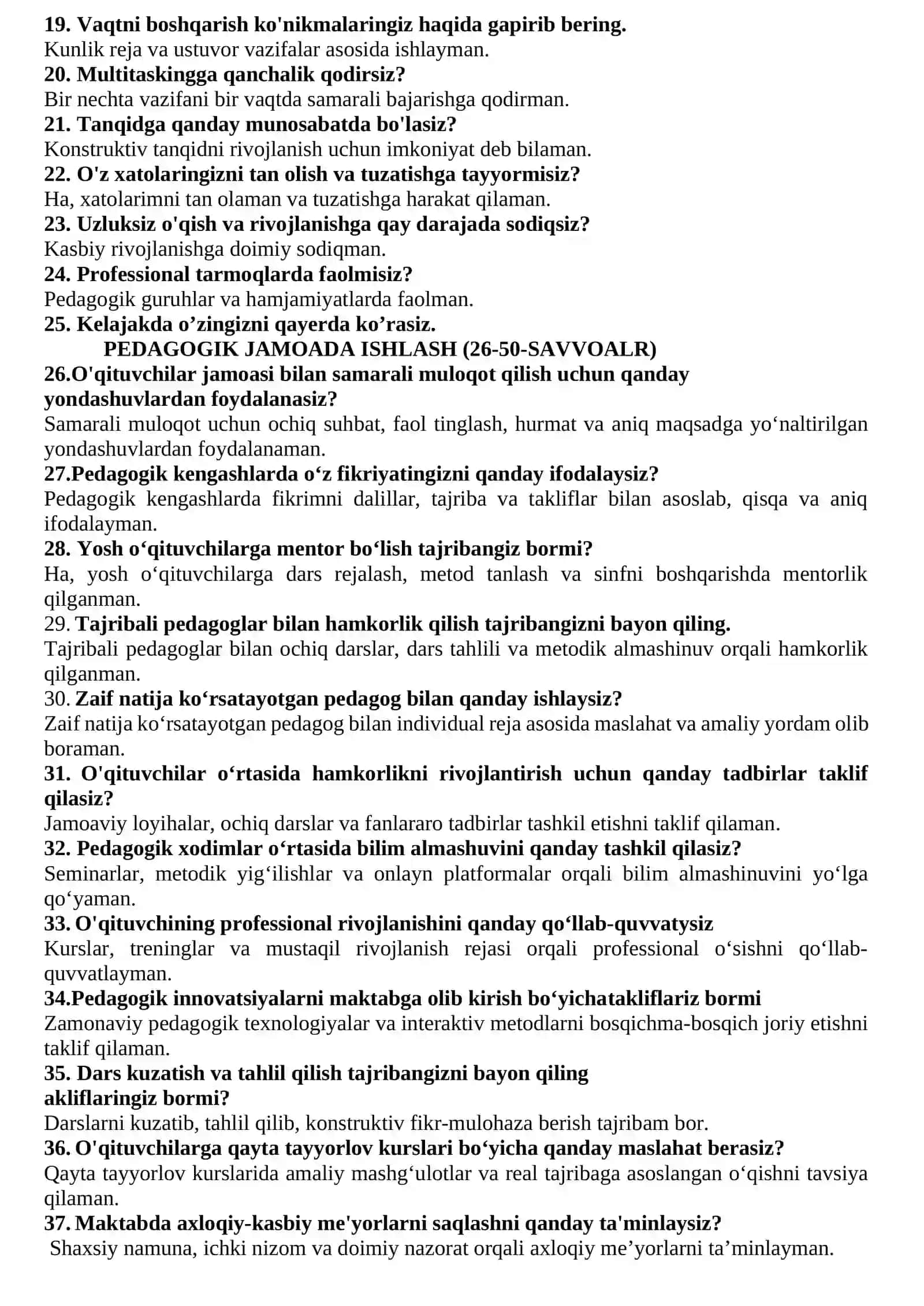 MAKTAB MASLAHACHISI SUHBAT SAVOLLARI 172-TA 4