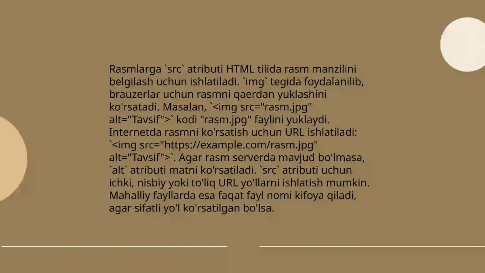 HTML tilida rasmlar hosil qilish teglari 4