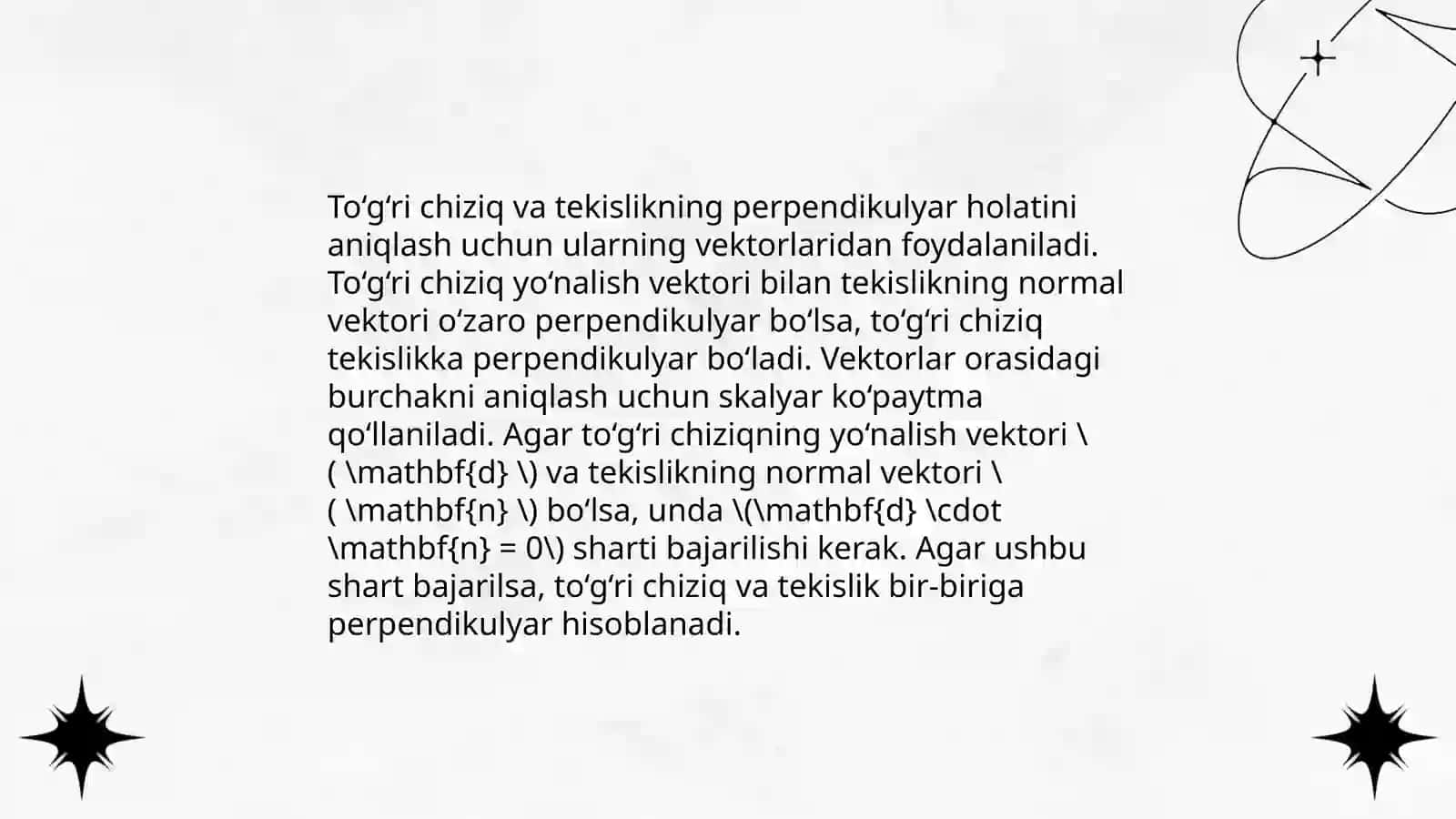 To‘g‘ri chiziq va tekislikning parallel holati 4