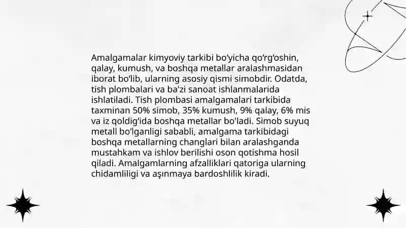 Amalgamalar turlari va xususiyatlari 4