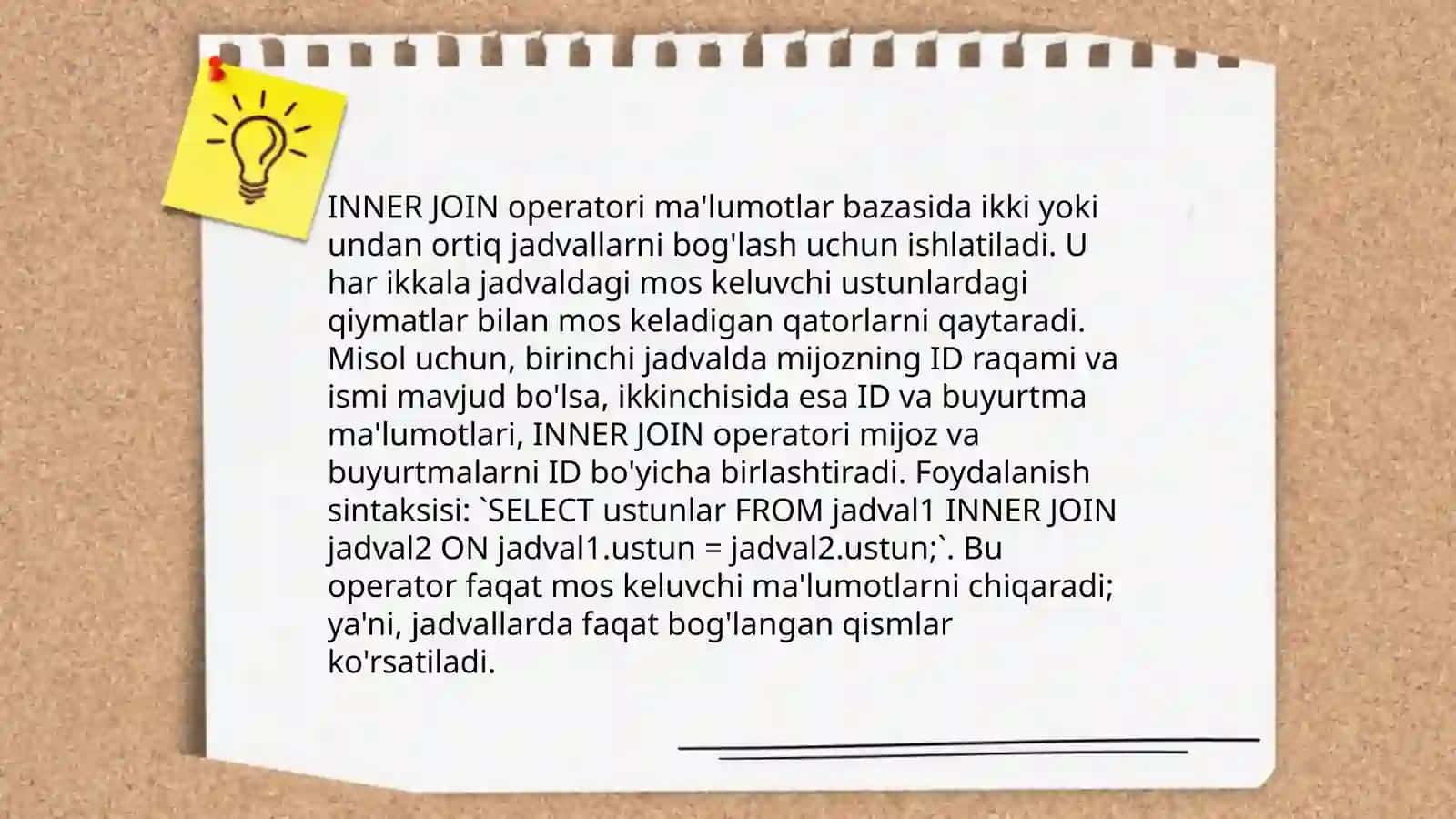 JOIN operatorining turlari 4
