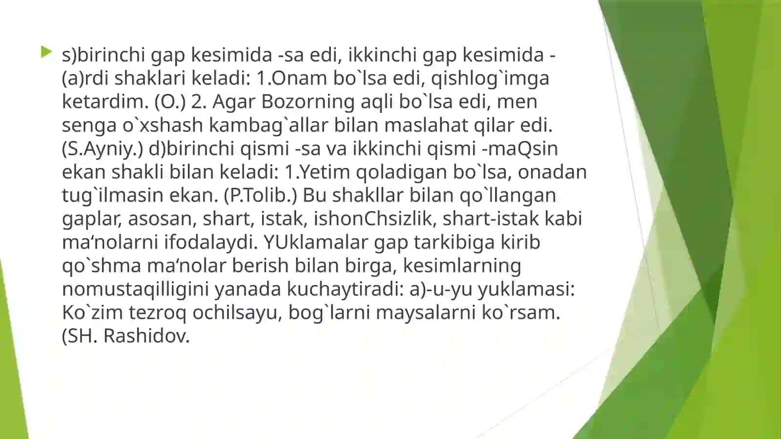 Mutanosib bog`lanishli qo`shma gaplar 4