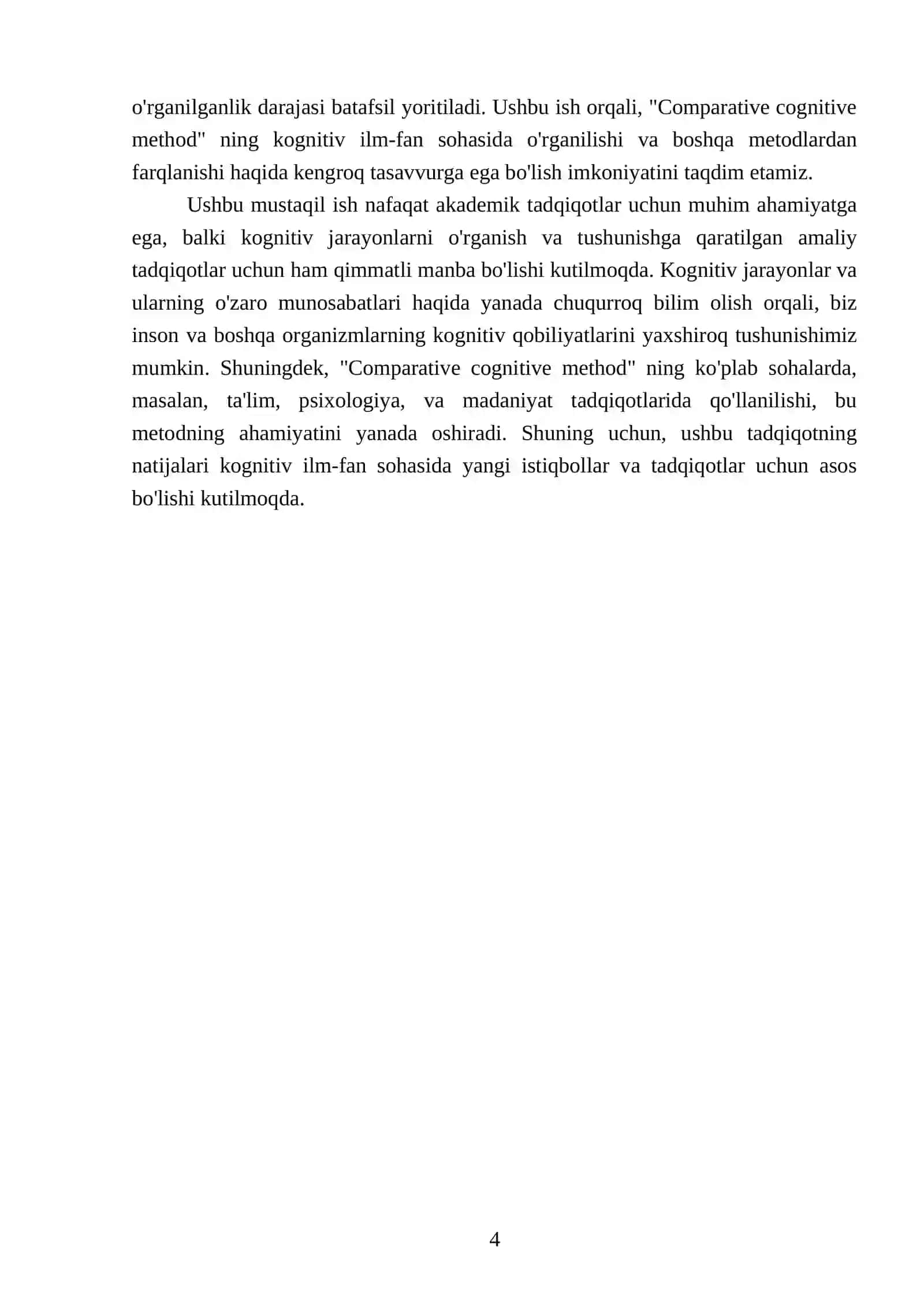 Comparative cognative method 4