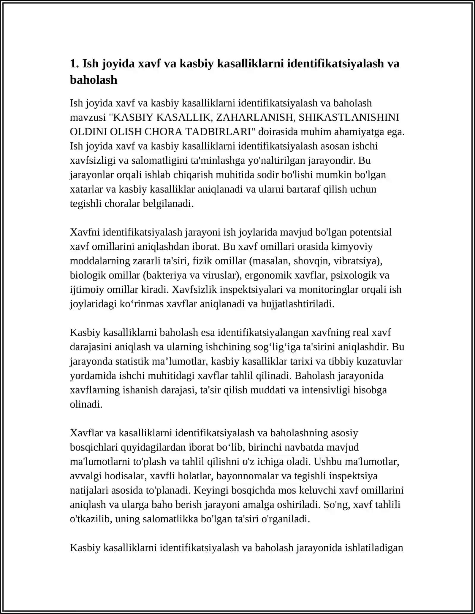 KASBIY KASALLIK, ZAHARLANISH, SHIKASTLANISHINI OLDINI OLISH CHORA TADBIRLARI 4