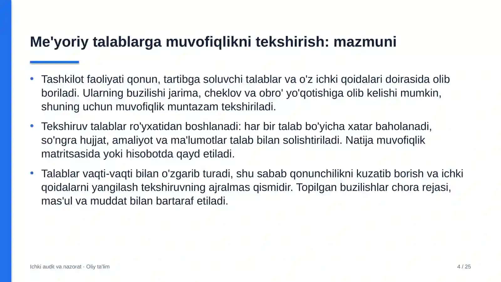 Jamoat tashkilotlarida me'yoriy talablarga muvofiqlikni tekshirish 4