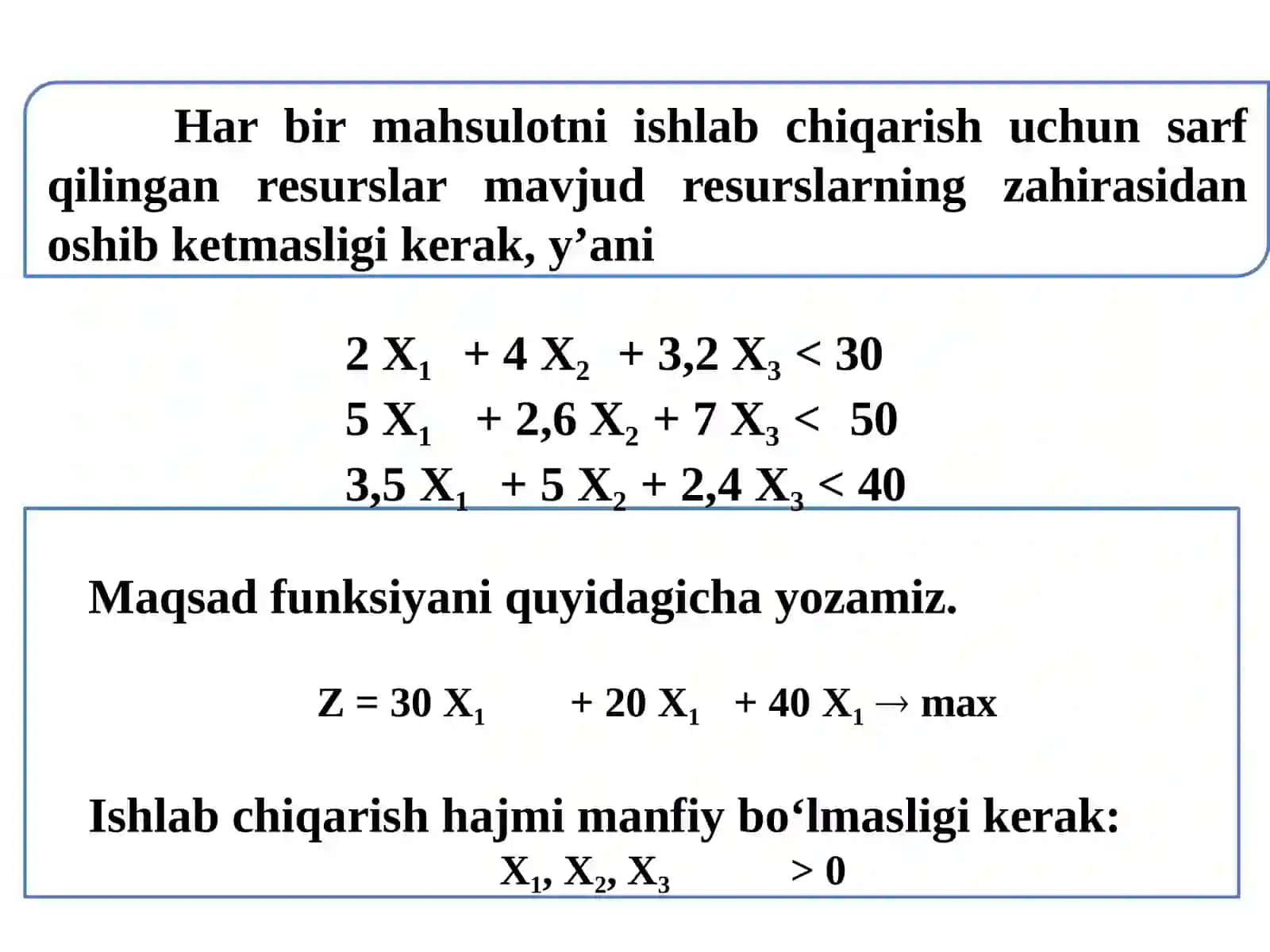Chiziqli prоgrаmmаlаshtirish mаsаlаsini simplеks usul bilan yechish 4