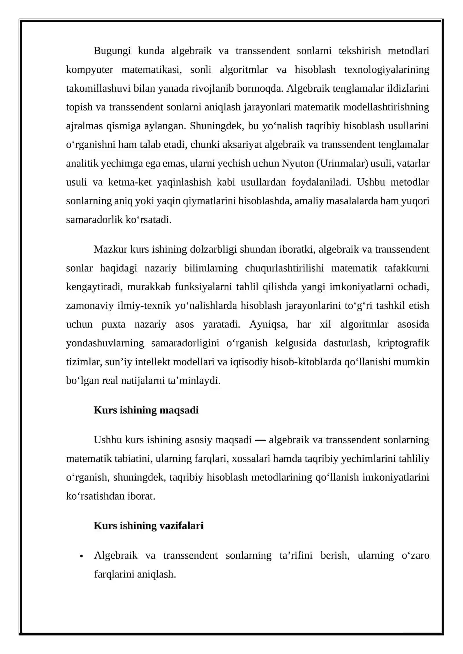 Algebraik va transsendent sonlar 4