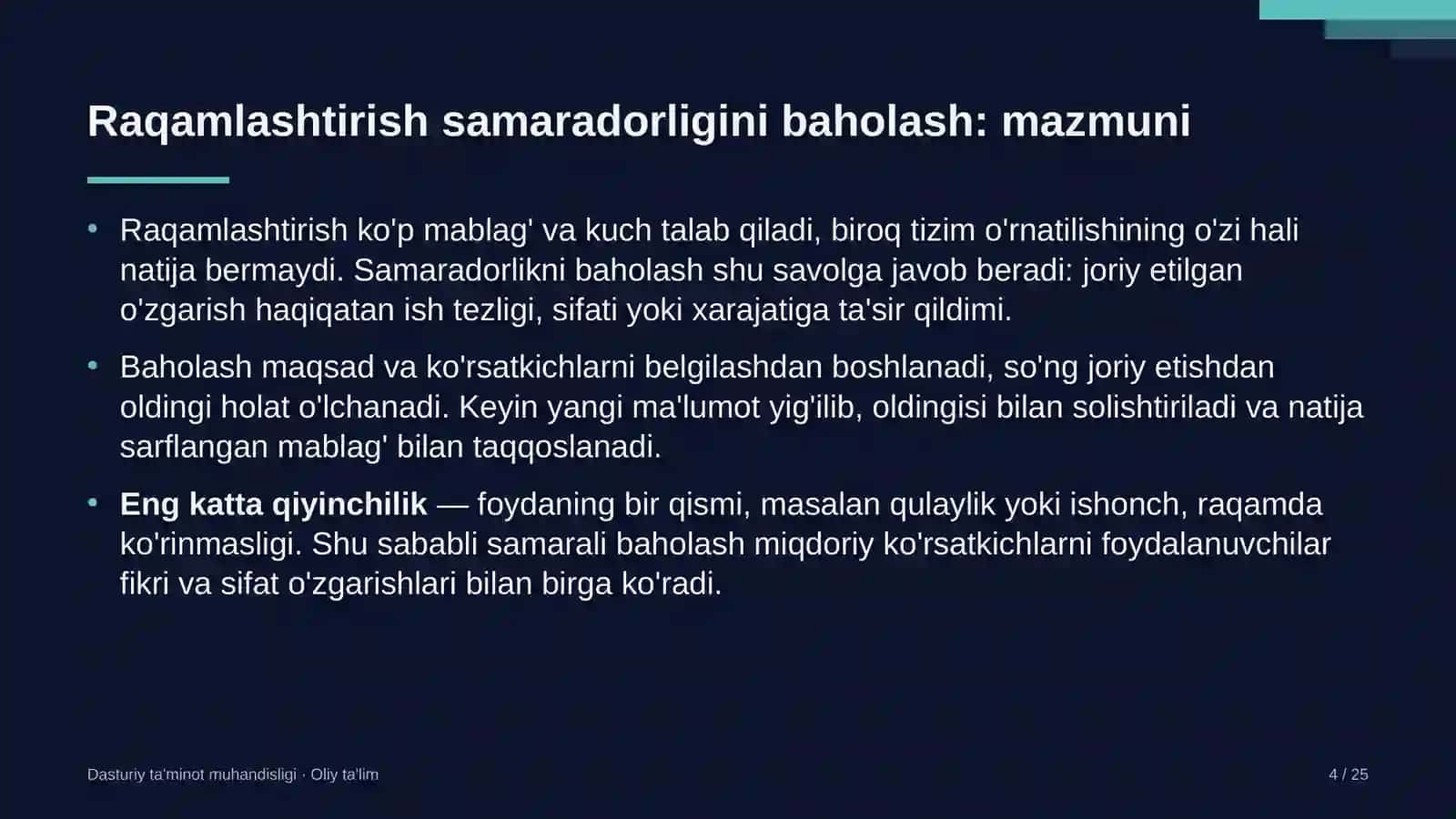 Baholash tashkilotlarida raqamlashtirish samaradorligini baholash 4