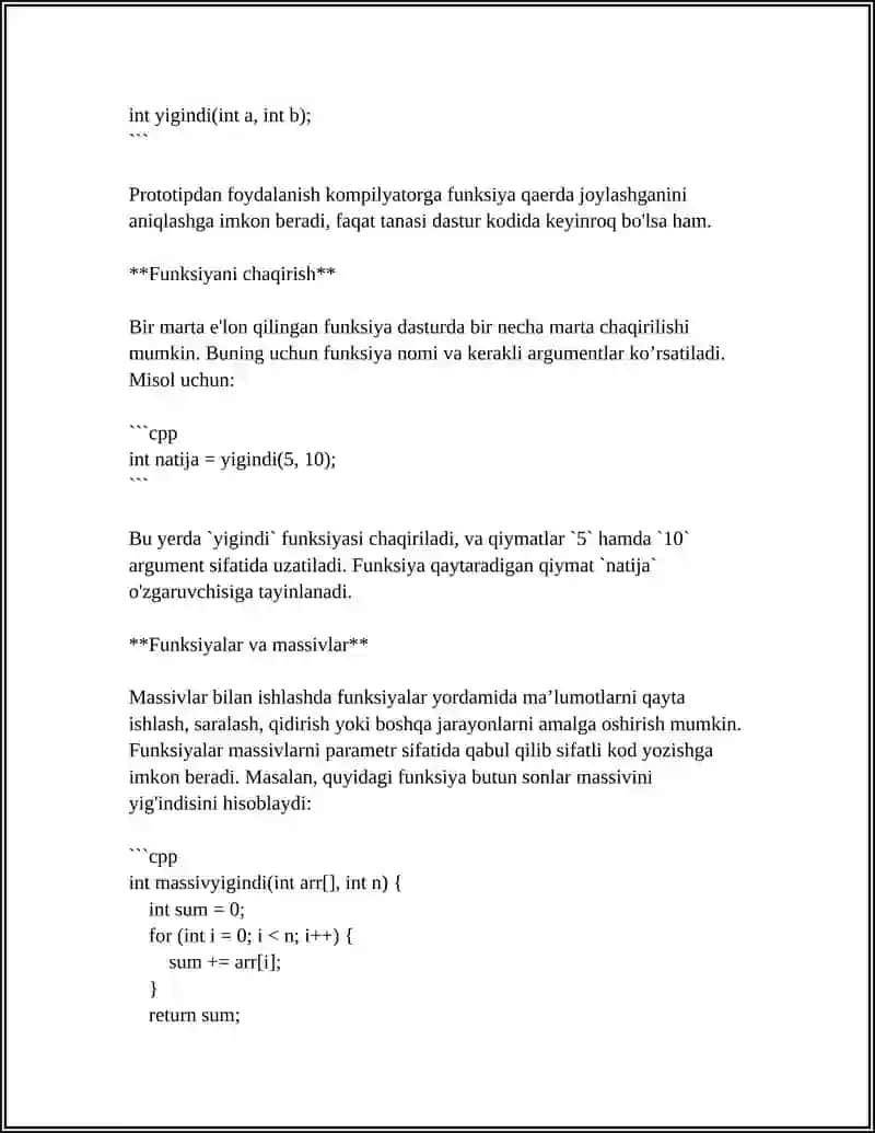 C++ FUNKSIYALAR VA MASSIVLAR 4