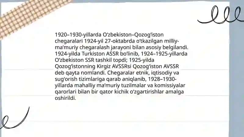 Sovet davrida Oʻzbekiston Qozogʻiston va Tojikiston chegarasining oʻzgarishlari 4