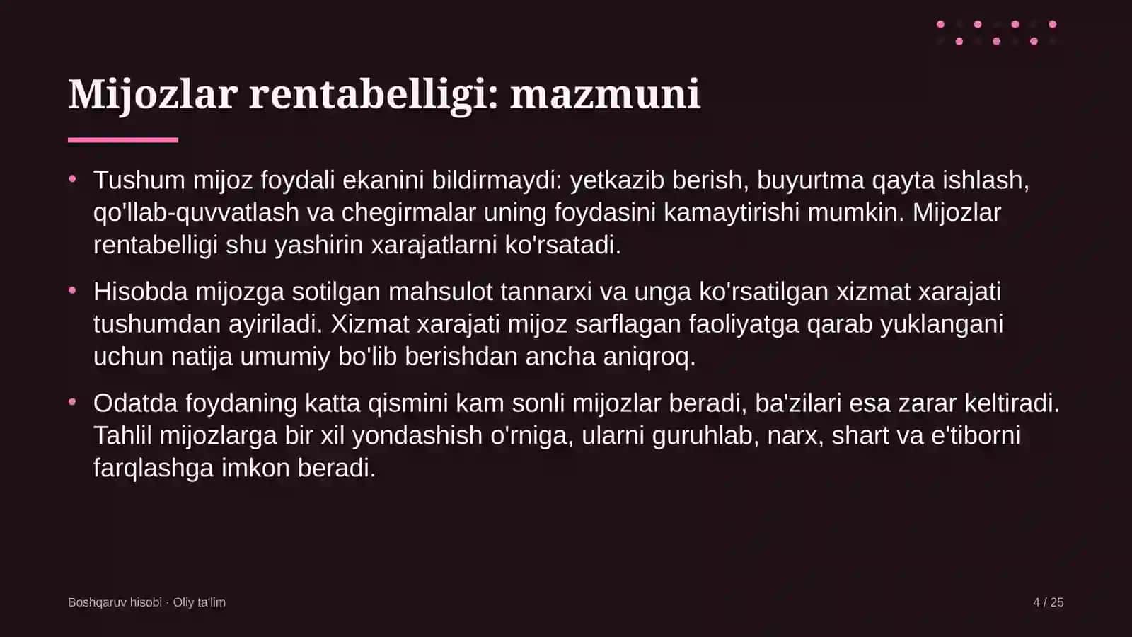 Aviachipta sotish agentliklarida mijozlar rentabelligini hisoblash 4