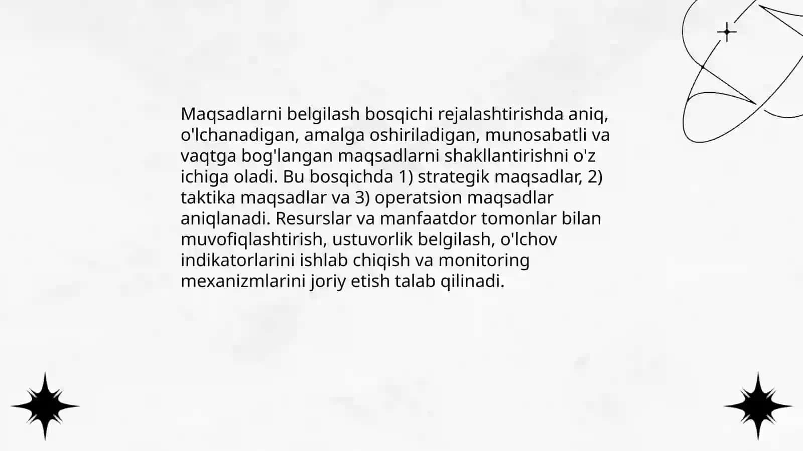 Rejalashtirishning asosiy bosqichlari va turlari 4