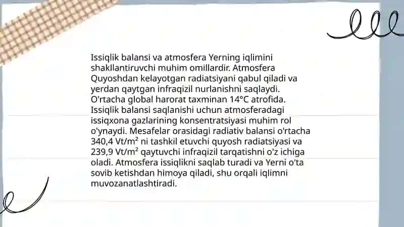 QOZONNING ISSIQLIK BALANSI 4