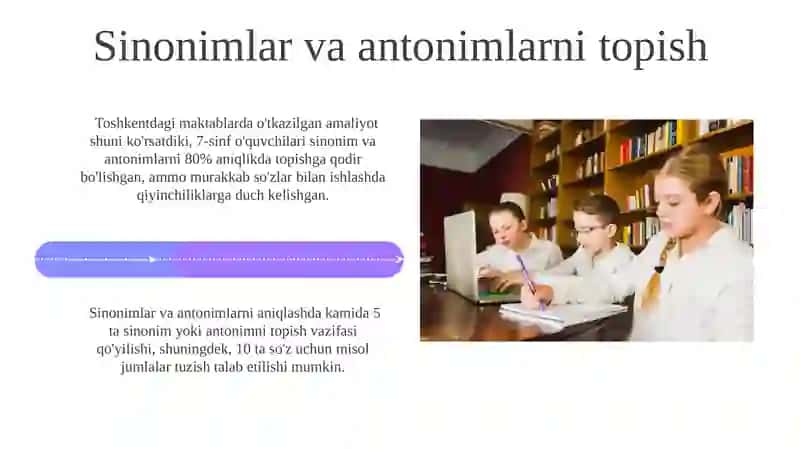 Lug'at ishlari bo'yicha maktabda bajarilgan vazifalarni aniqlash 4