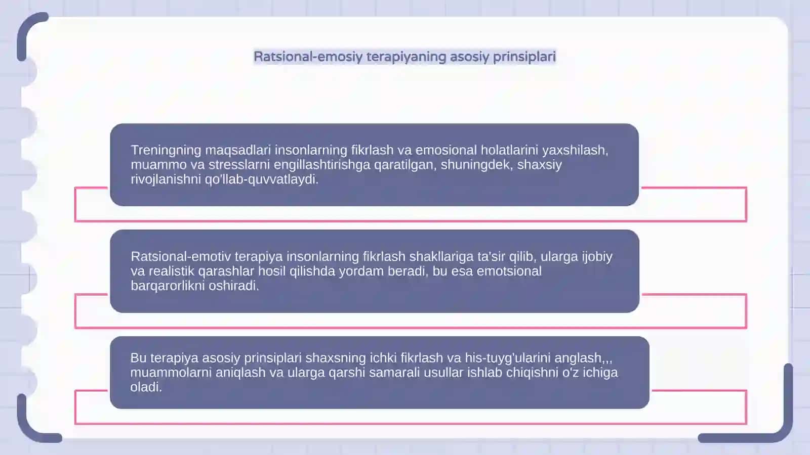 Treningning maqsadlari va ratsional-emotiv terapiyaning an'analari 4