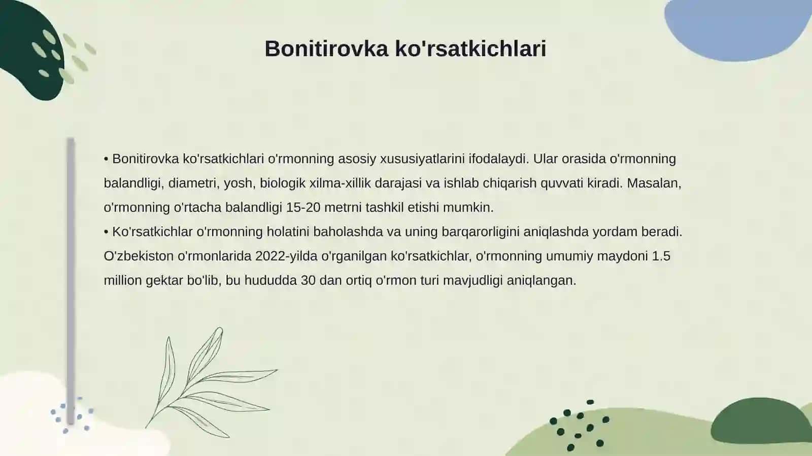 O'rmon bonitirovkasini aniqlash 4