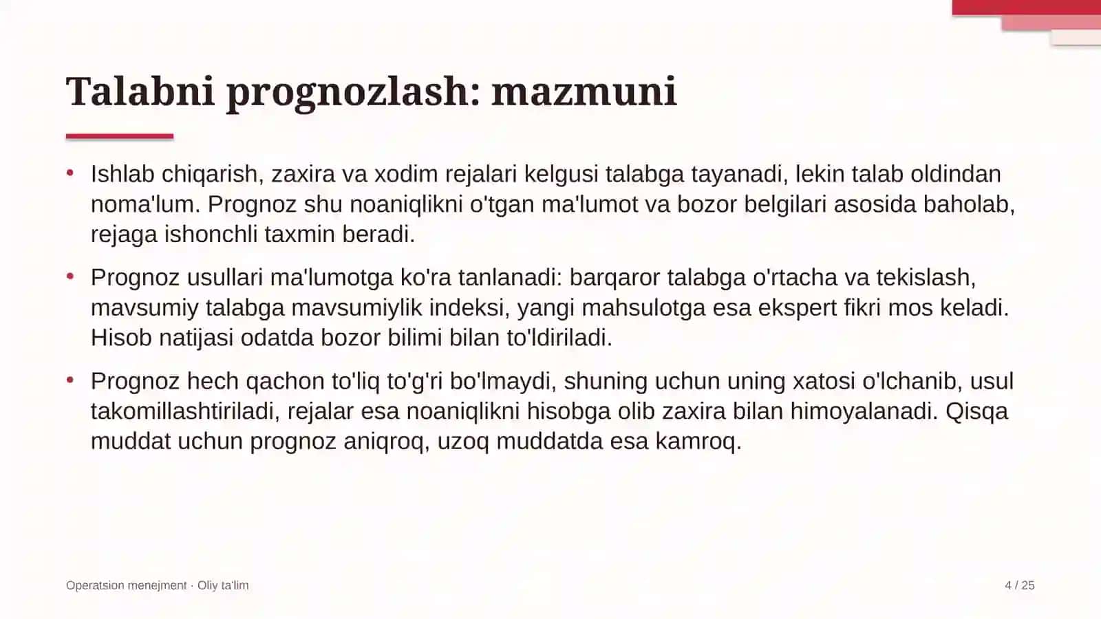 Kosmetika do'konlarida operatsion rejalashtirishda talabni prognozlash 4