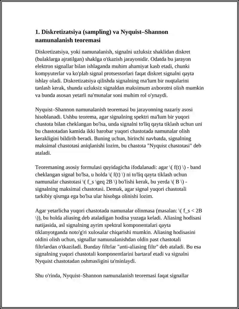 DISKRETIZATSYA (SIMPLING) VA KVANTLASH 4