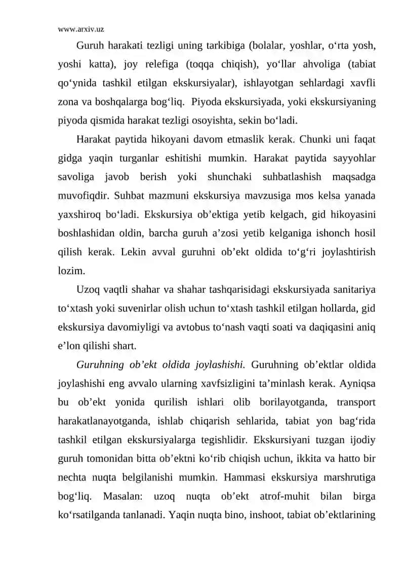 Ekskursiyani olib borish texnikasi 4