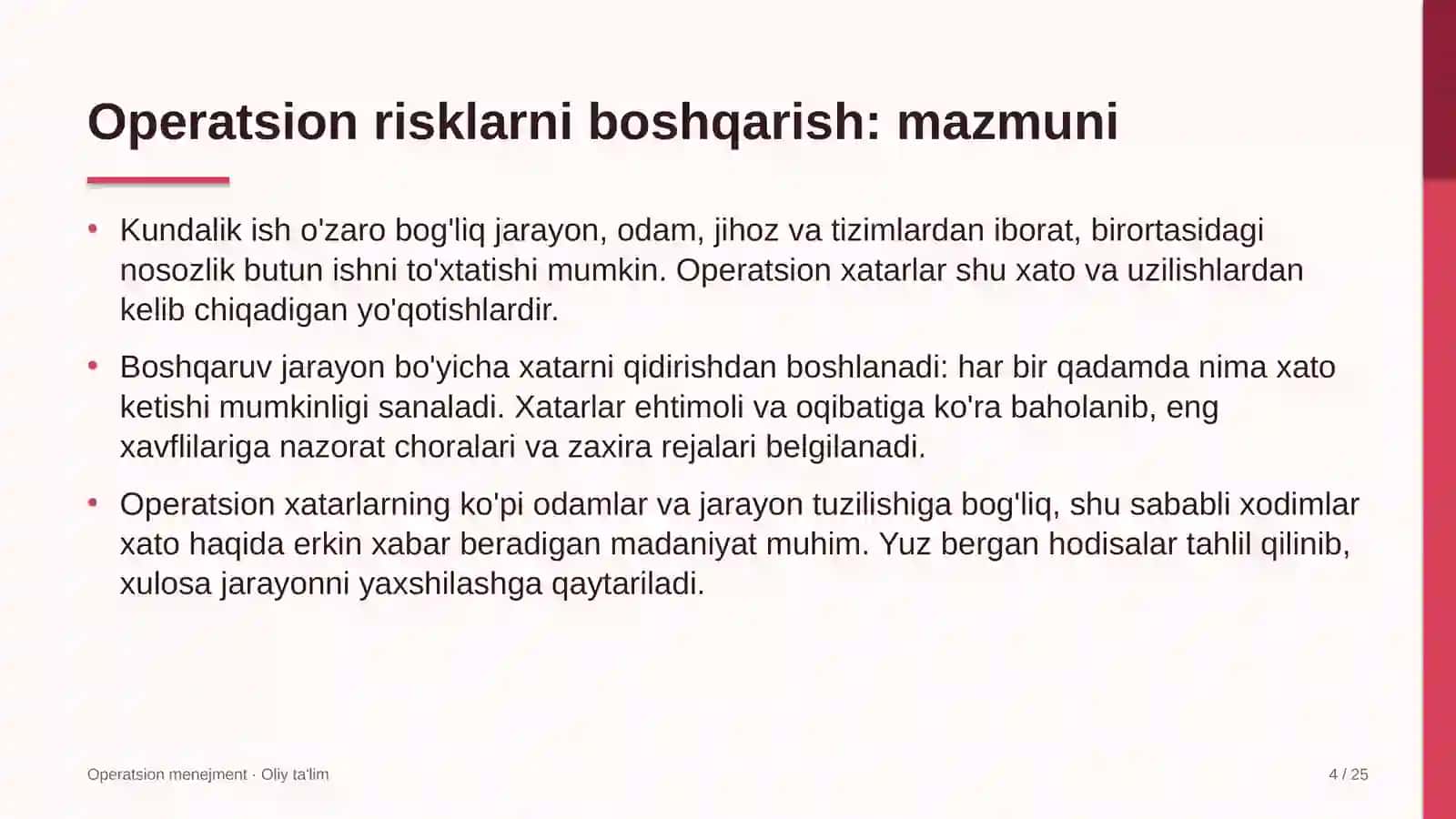 Echkichilikda operatsion risklarni boshqarish 4