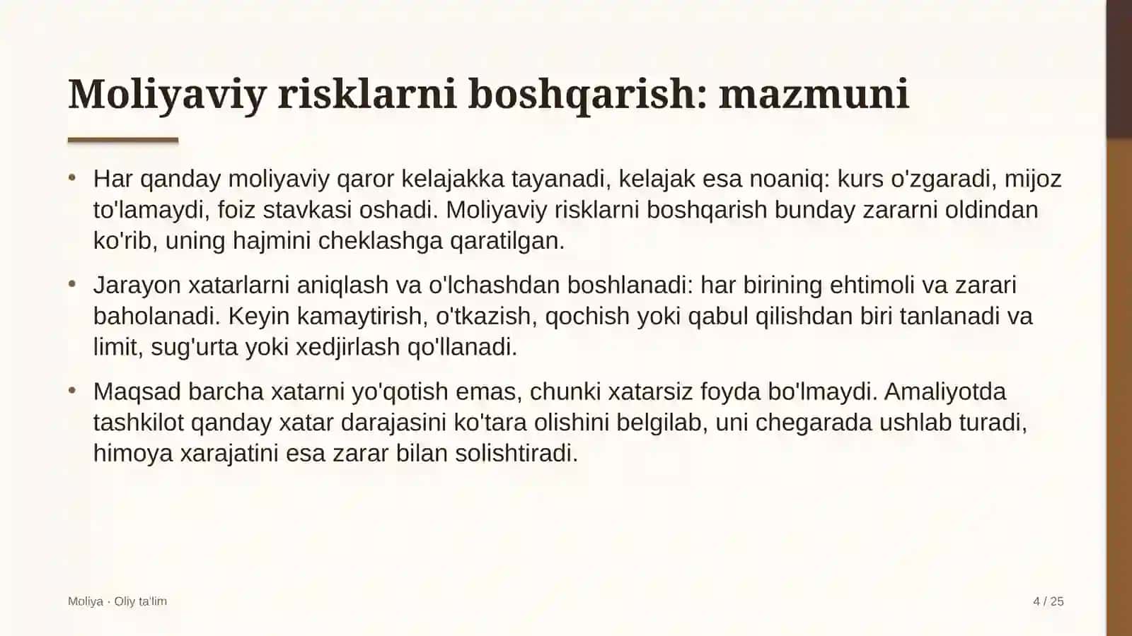 Moliya · Oliy ta'lim 4