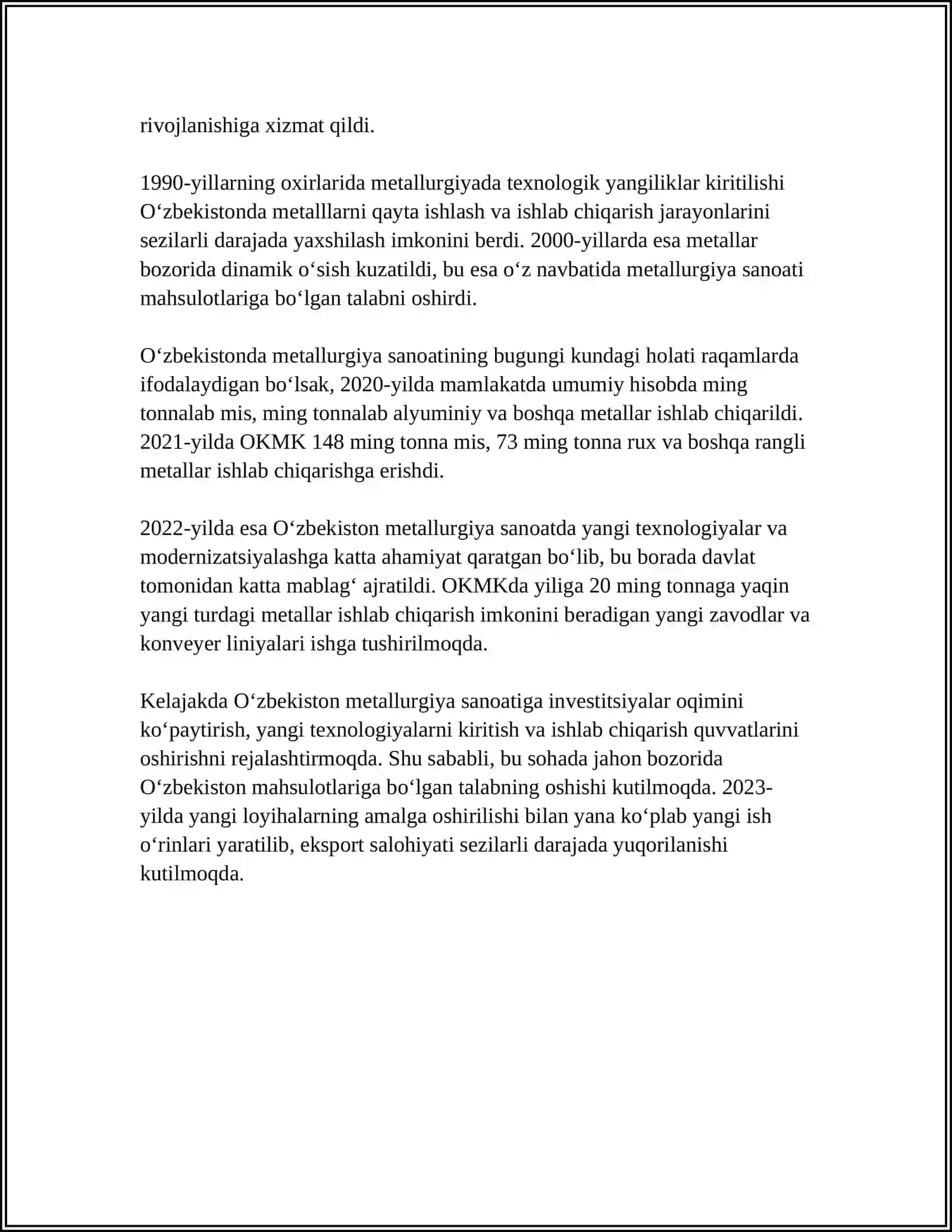 OʻZBEKISTONDA YIRIK METALLURGIYA KORXONALARI 4